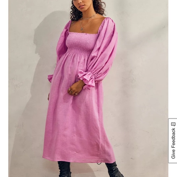 Sleeper Atlanta Pink Linen Dress midi - Picture 1 of 14